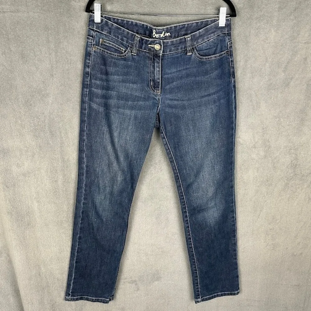 Boden Jeans Womens 8P Blue Straight Pockets Stretch Medium Wash Classic Mid Rise